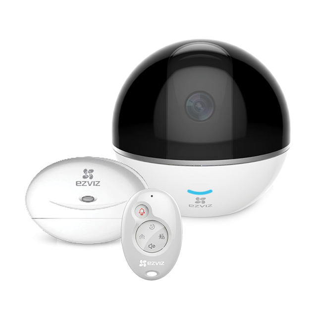 Telecamera Ezviz C6T RF Edition Wi-Fi motorizzata con slot SdCard e Kit allarme incluso con telecomando