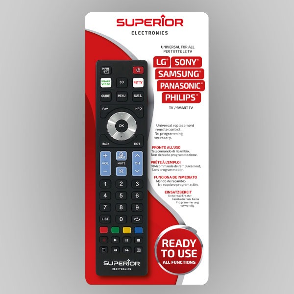 [SUPTRB019] Telecomando Universale per Smart TV pronto all'uso compatibile per TV Samsung LG Sony Philips e Panasonic - Superior