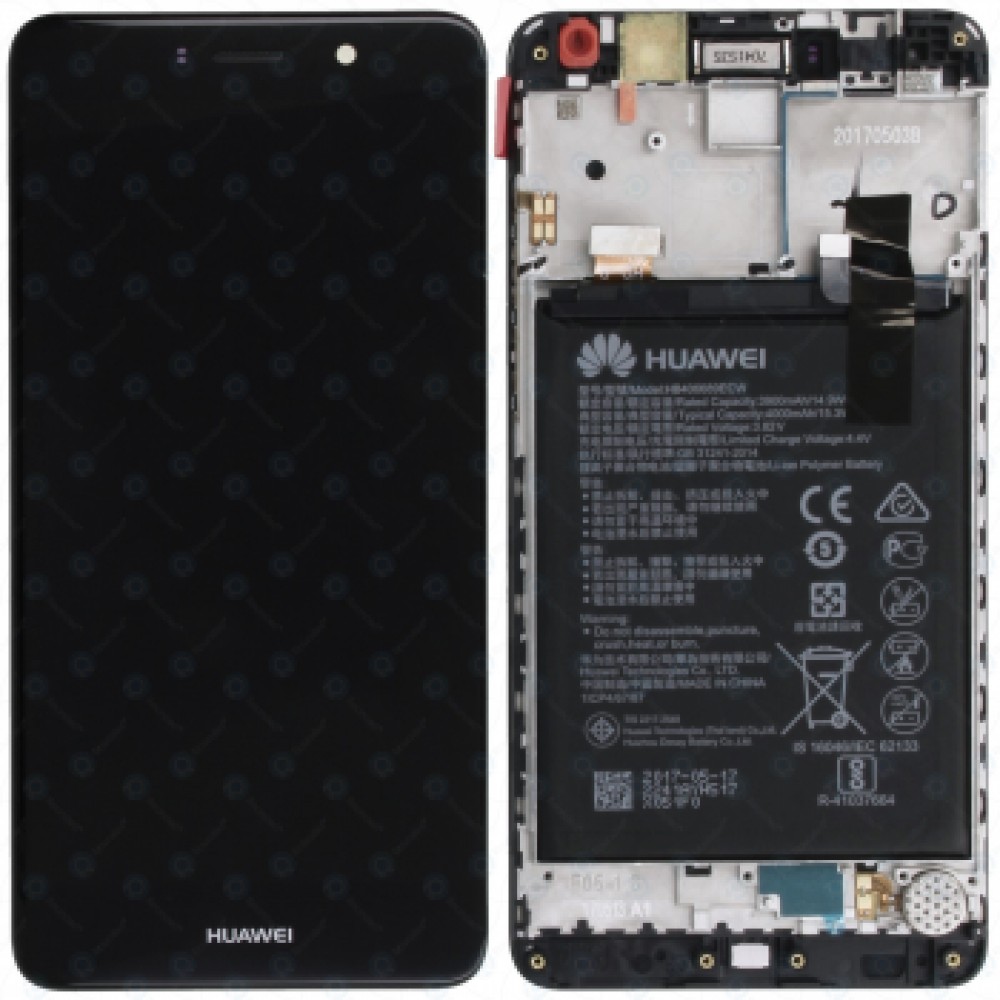 Display Lcd + frame + batteria originakle HUAWEI Y7 TRT-LX1 nero