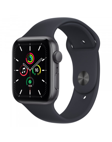 Apple Watch SE GPS, 44mm Space Grey Aluminium Case with Midnight Sport Band - Regular