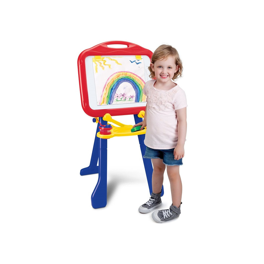 [XC5032] Crayola Cavalletto Tripiede Lavagna Doppia Superficie Bianca Magnetica e Nera per Gessetti Età 3+