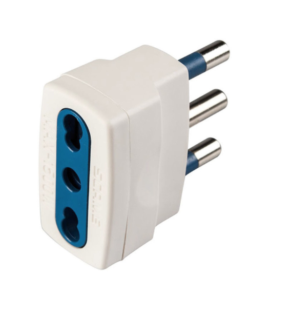 [REE7310245] Adattatore Spina 10A 2p + T uscita bivalente - Bianca