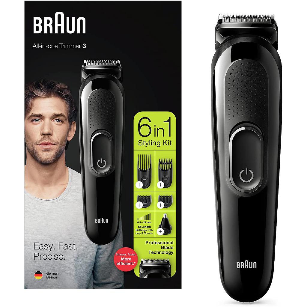 REGOLA BARBA RICARICABILE 13 LUNGHEZZE + KIT ACCESSORI 6 IN 1