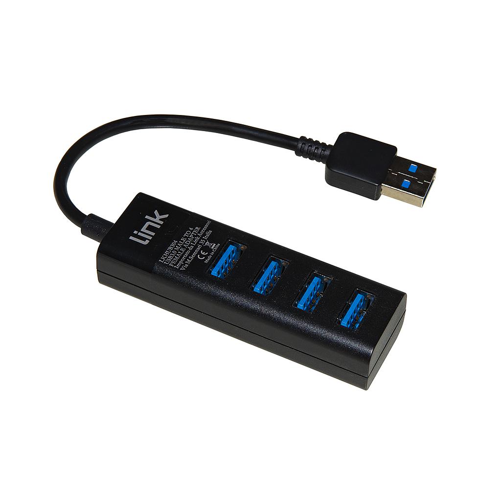 [LKHUB304] Hub 4 Porte Usb 3.0 con Cavo 15cm - Nero