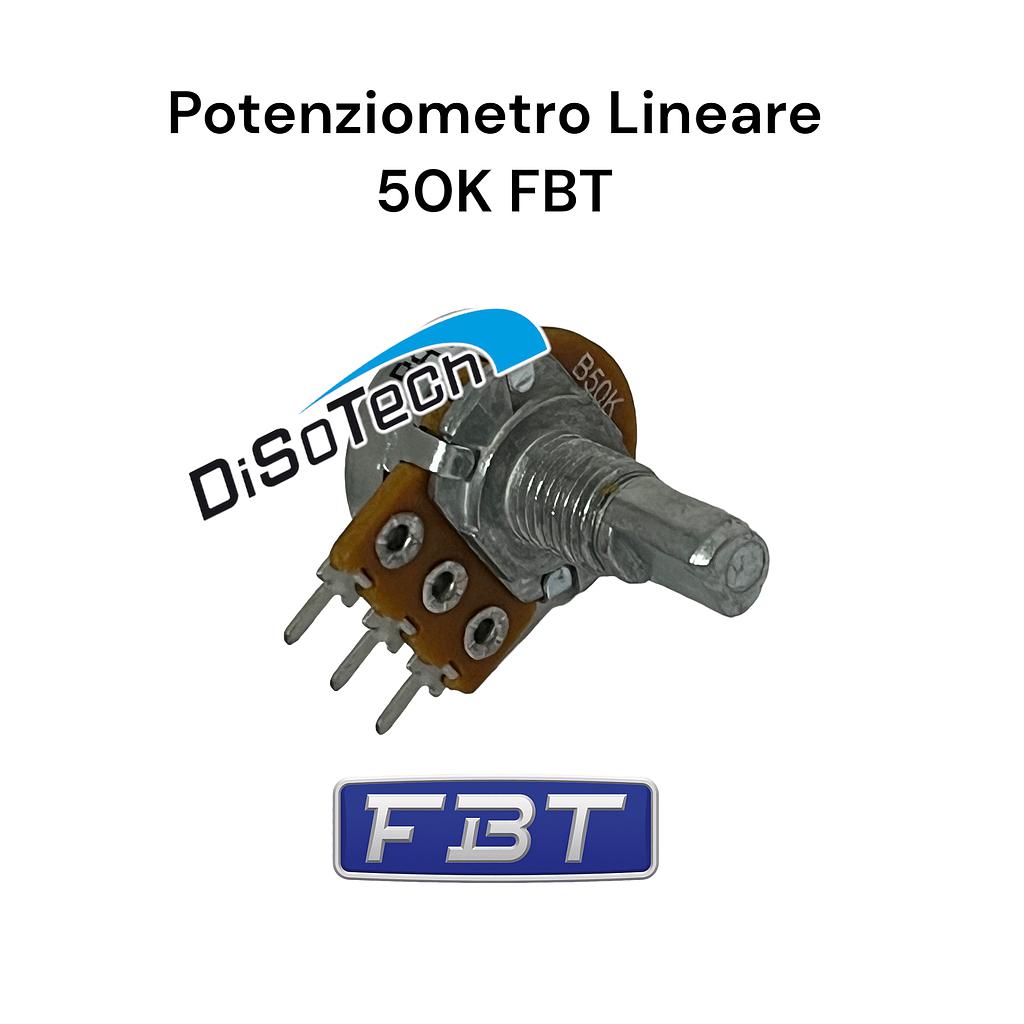Potenziometro B50K Lineare FBT Albero liscio 15mm per Alti Medi Bassi