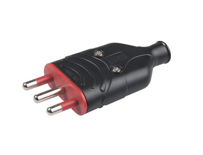 Spina Mobile 16A 2P+T Monoblocco Antischiacciamento - Nero