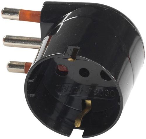 Adattatore Schuko 90° DOM 10A - Nero