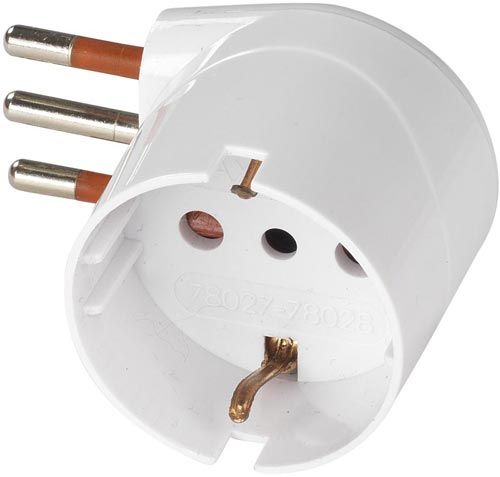 [RS78027] Adattatore Schuko 90° Salvaspazio 10A 2P+T - Bianco