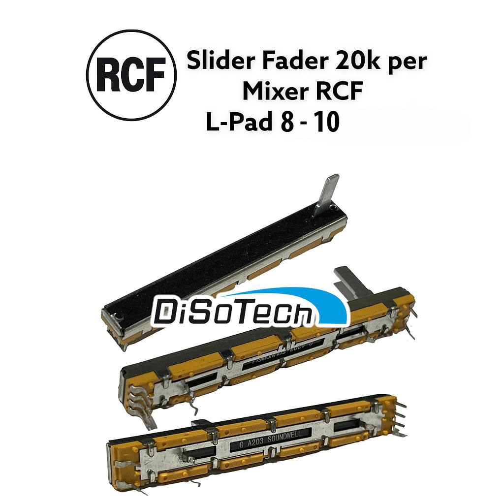 [63520062] Slider Fader L=60mm A20K X2 Dual ORIGINALE RCF per mixer L-PAD 8ch 10ch