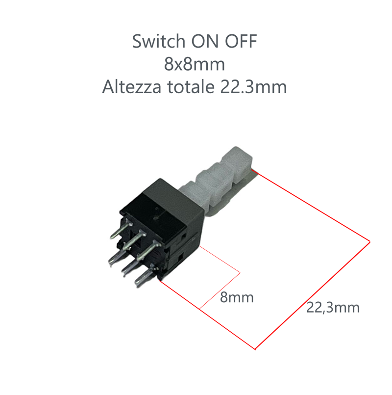 Switch DPDT 6 Pin 8x8 altezza 22.3mm per mixer Soundcraft Yamaha Behringer Alto RCF